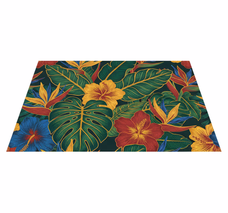 Living room vinyl rug with exotic plant design - TenStickers
