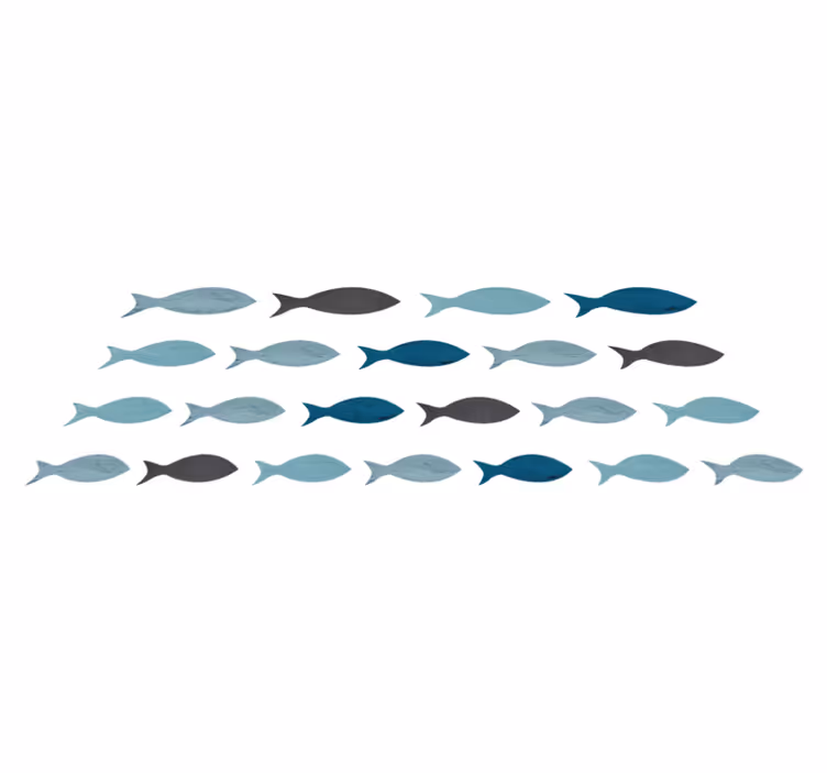 Animal vinyl rug blue fish silhouettes - TenStickers