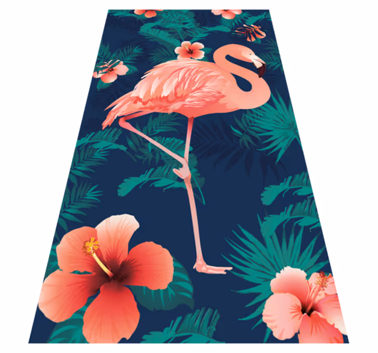 Tropical pink flamingos animal vinyl rug - TenStickers