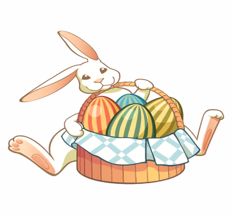 Easter bunny with basket animal vinyl rug - TenStickers