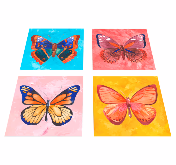 Animal vinyl rug with multicolored butterfly design - TenStickers