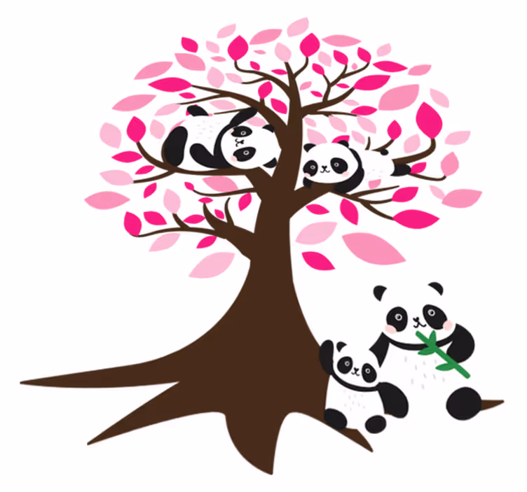 Animal vinyl rug featuring pandas in a tree - TenStickers