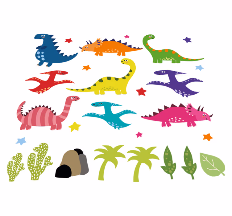 Animal vinyl rug nordic dinosaur colorful design - TenStickers