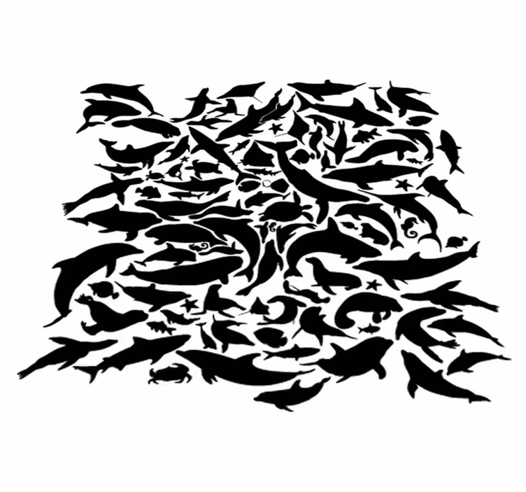 Marine black animals animal vinyl rug - TenStickers
