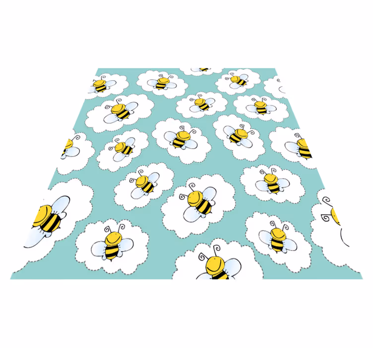 Animal vinyl rug with white trees and bees - TenStickers