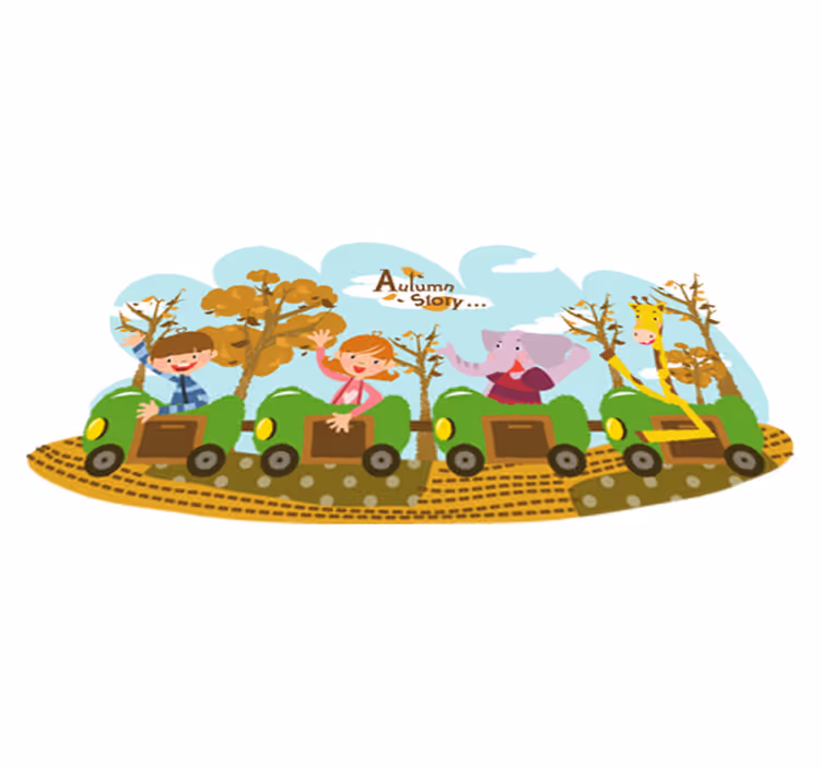 Train in autumn animal vinyl rug - TenStickers