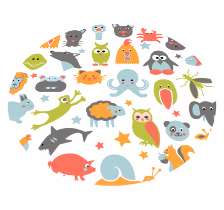 Animal vinyl rug with animals in a circle - TenStickers