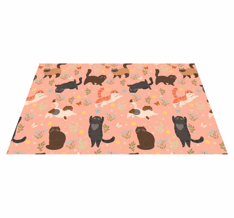Animal vinyl rug cats seamless pattern - TenStickers