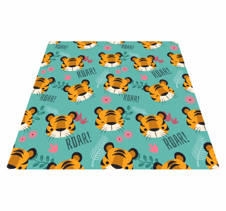 Baby tigers roaring animal vinyl rug - TenStickers