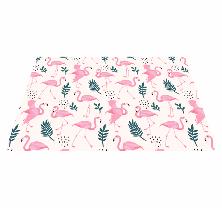Animal vinyl rug flamingo design with leaves - TenStickers