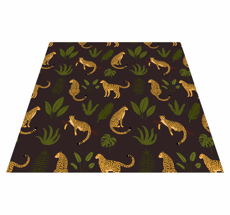 Animal vinyl rug in dark botanical leopard pattern - TenStickers