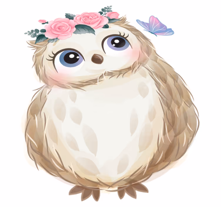 Animal vinyl rug baby owl and flowers - TenStickers