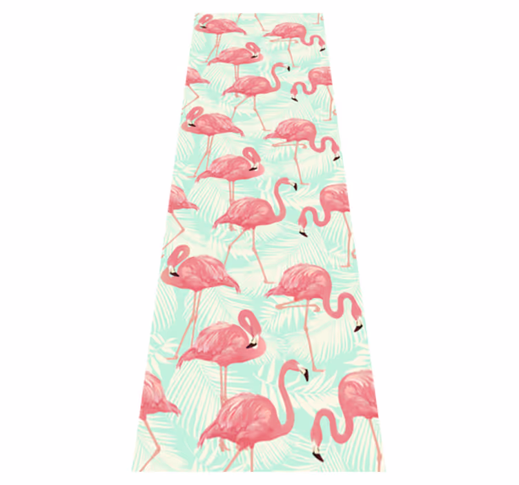 Animal vinyl rug drawn pink flamingos - TenStickers