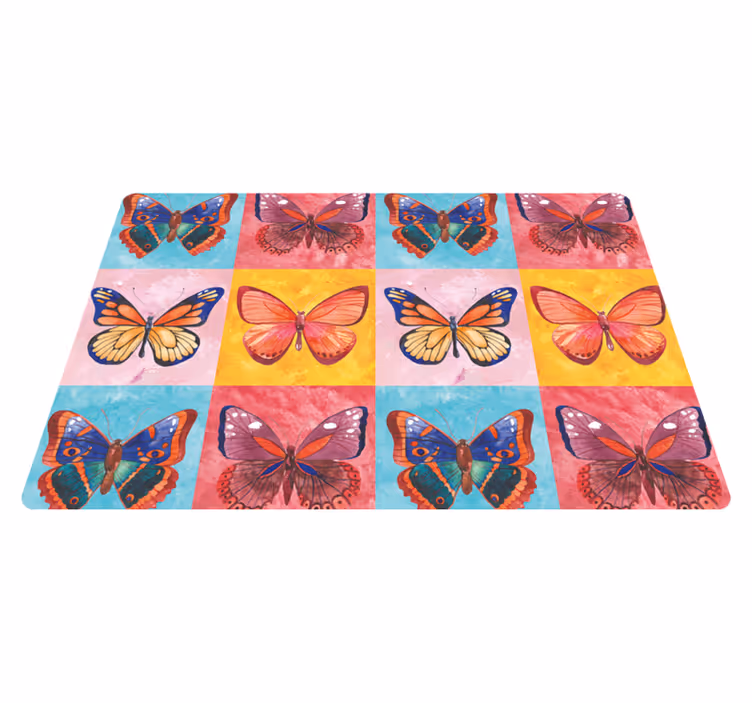 Multicolored butterflies animal vinyl rug - TenStickers