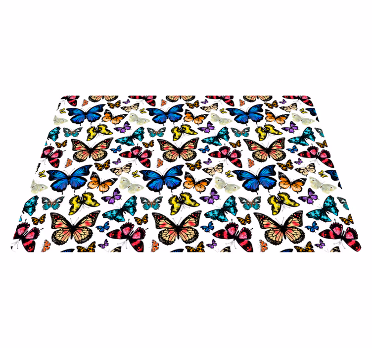 Beautiful and colorful butterflies animal vinyl rug - TenStickers