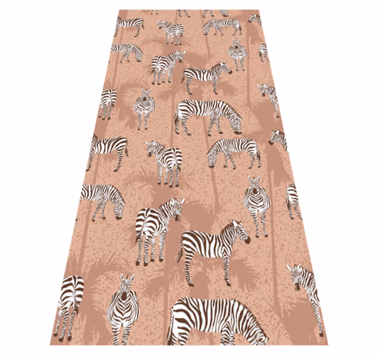 Animal vinyl rug zebra and brown palm design - TenStickers
