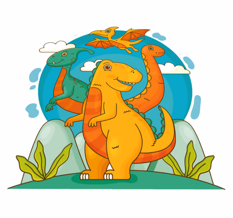 Animal vinyl rug featuring jungle dinosaurs - TenStickers