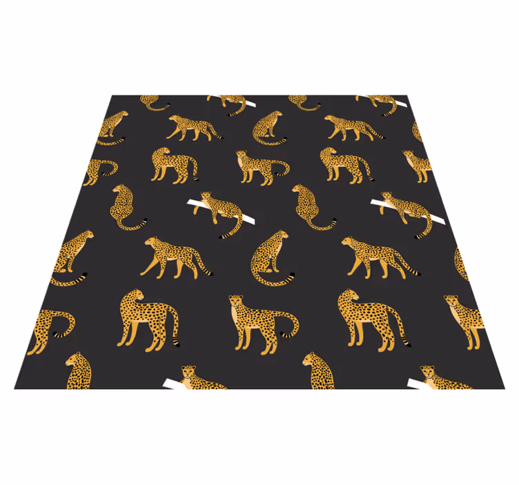 Animal vinyl rug leopards on dark background - TenStickers