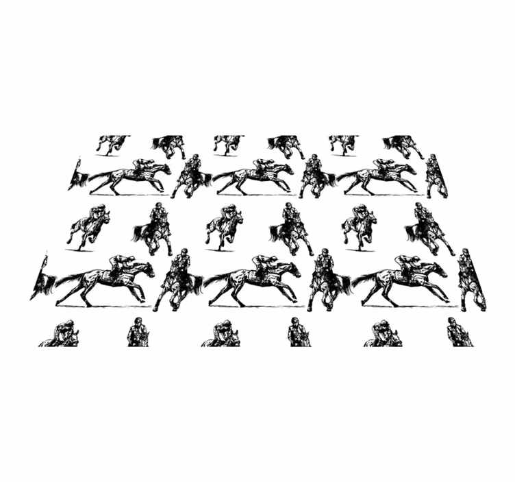 Animal vinyl rug in black and white horse pattern - TenStickers