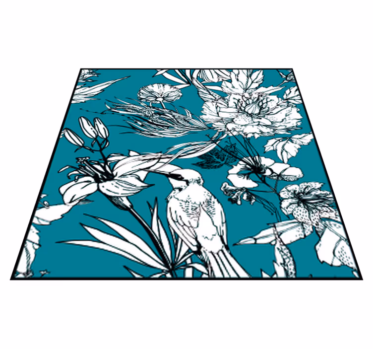 Animal vinyl rug with elegant white bird pattern - TenStickers