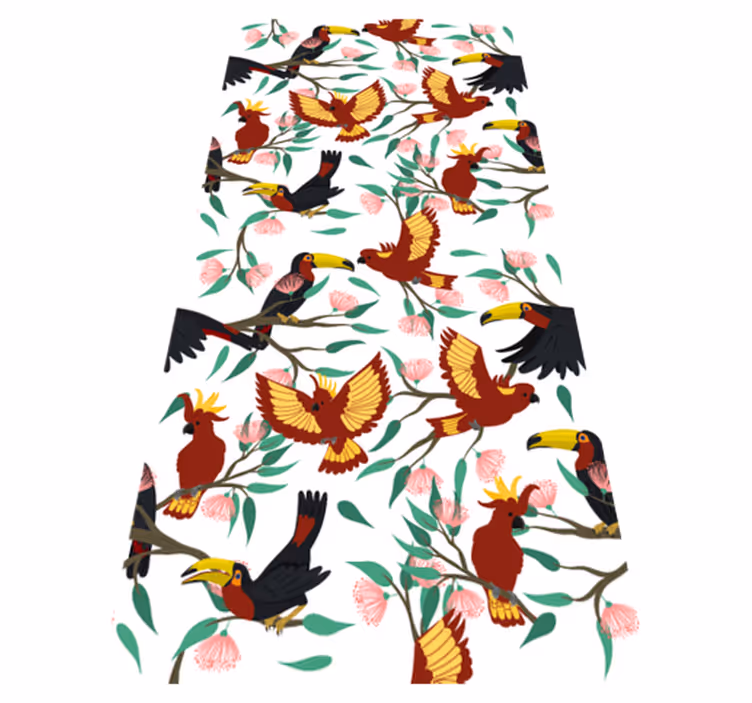 Animal vinyl rug with flying parrots and toucans - TenStickers