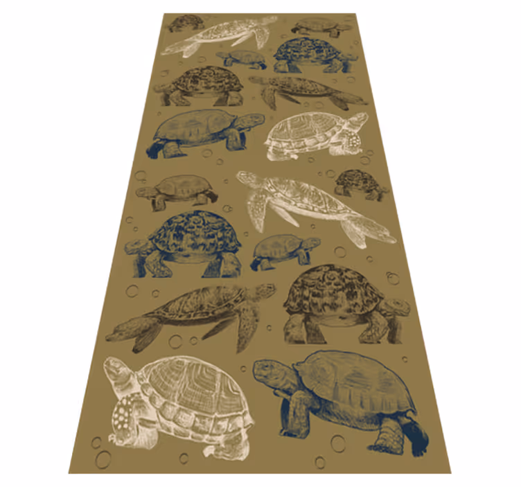 Animal vinyl rug with beige background turtles - TenStickers