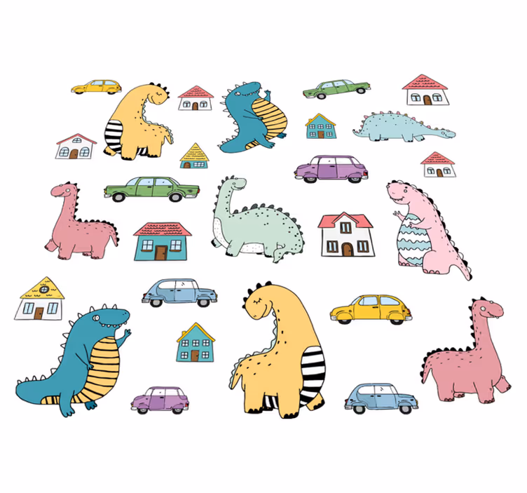 Animal vinyl rug featuring nordic dinosaurs set - TenStickers