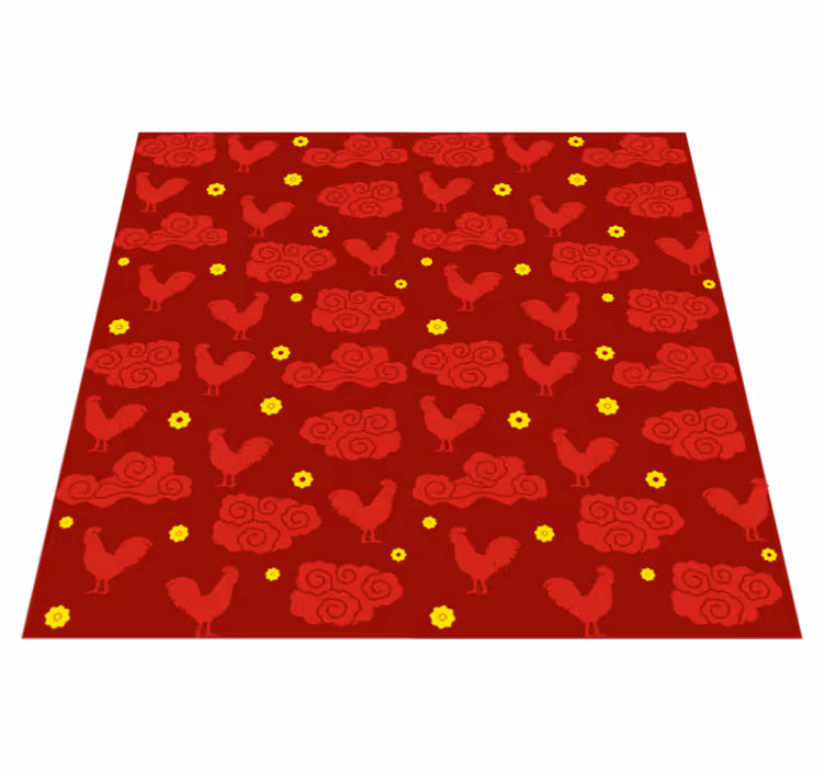 Animal vinyl rug with chinese style chickens pattern - TenStickers