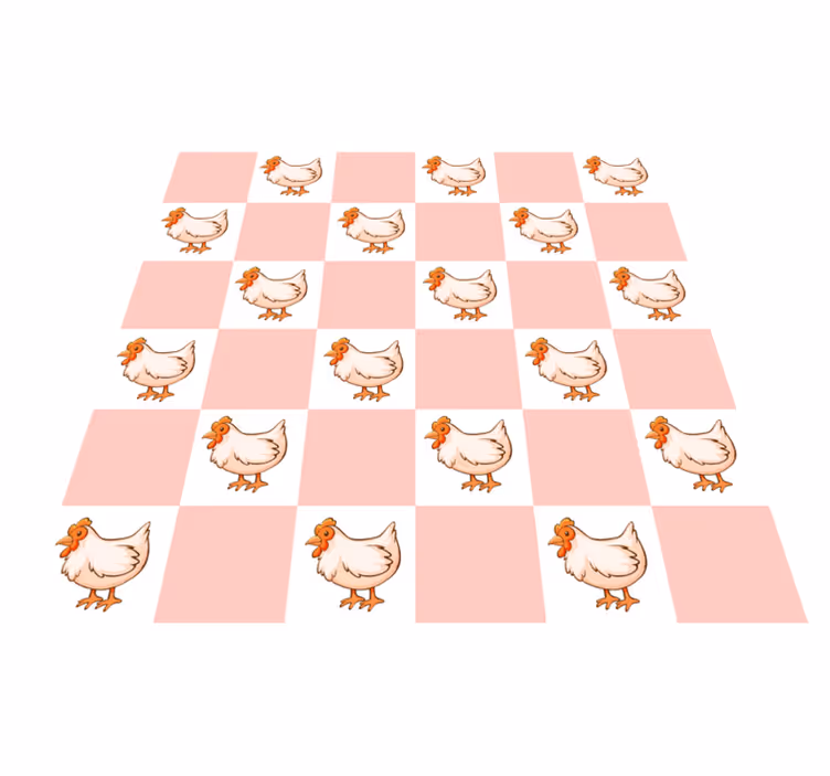 Animal vinyl rug pink rooster squares - TenStickers