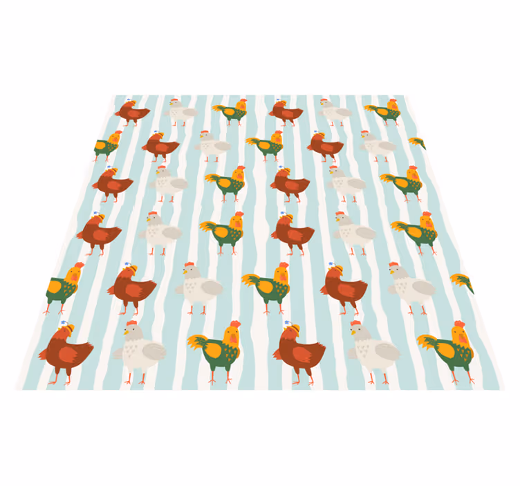 Animal vinyl rug with rooster vertical stripes - TenStickers