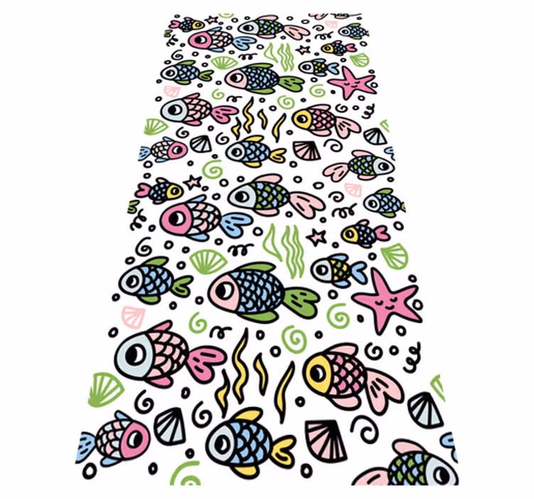 Animal vinyl rug multicolor fish pattern - TenStickers