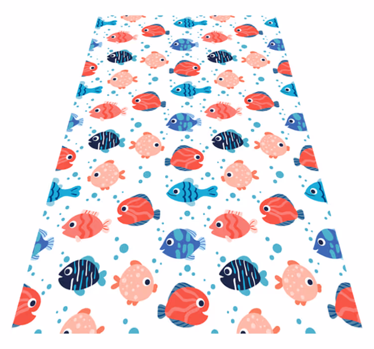 Pink and blue fishes animal vinyl rug - TenStickers