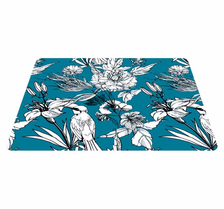 Animal vinyl rug with elegant white wild birds pattern - TenStickers