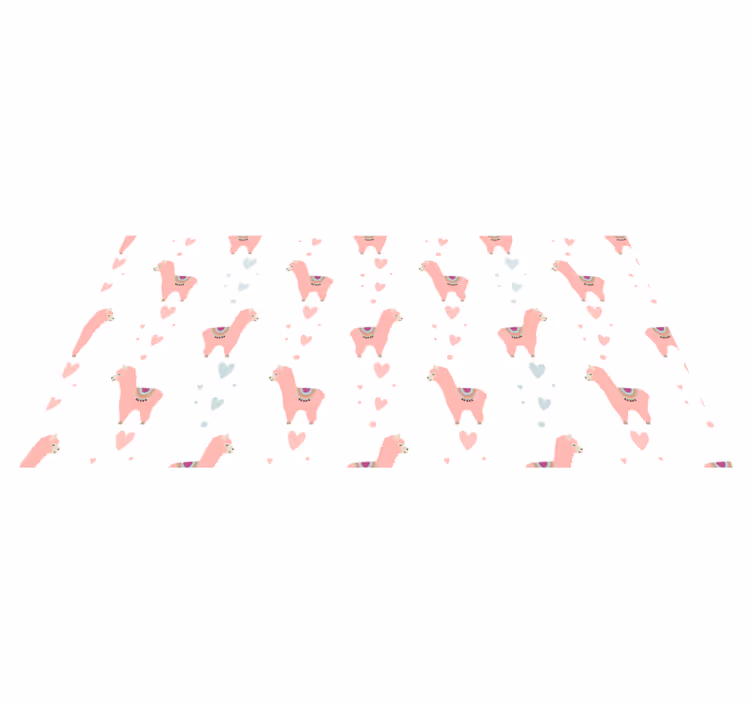 Animal vinyl rug with pink llama pattern - TenStickers
