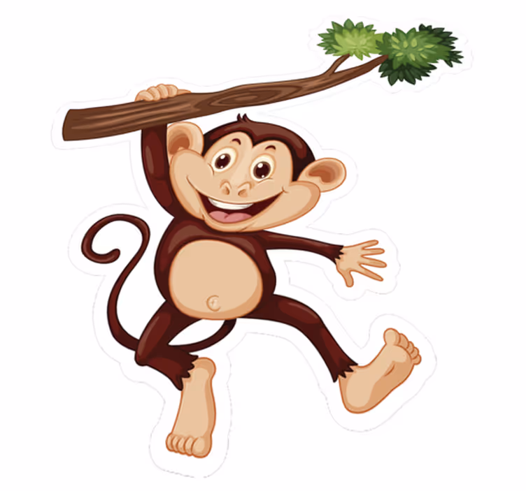Cheeky monkey swinging animal vinyl rug - TenStickers