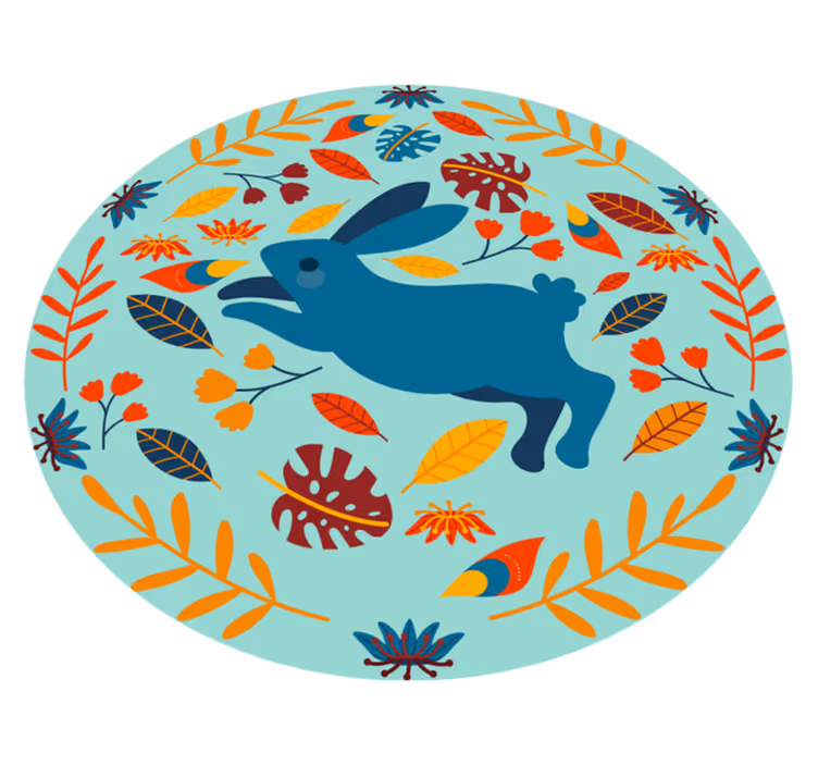 Animal vinyl rug playful rabbit design - TenStickers