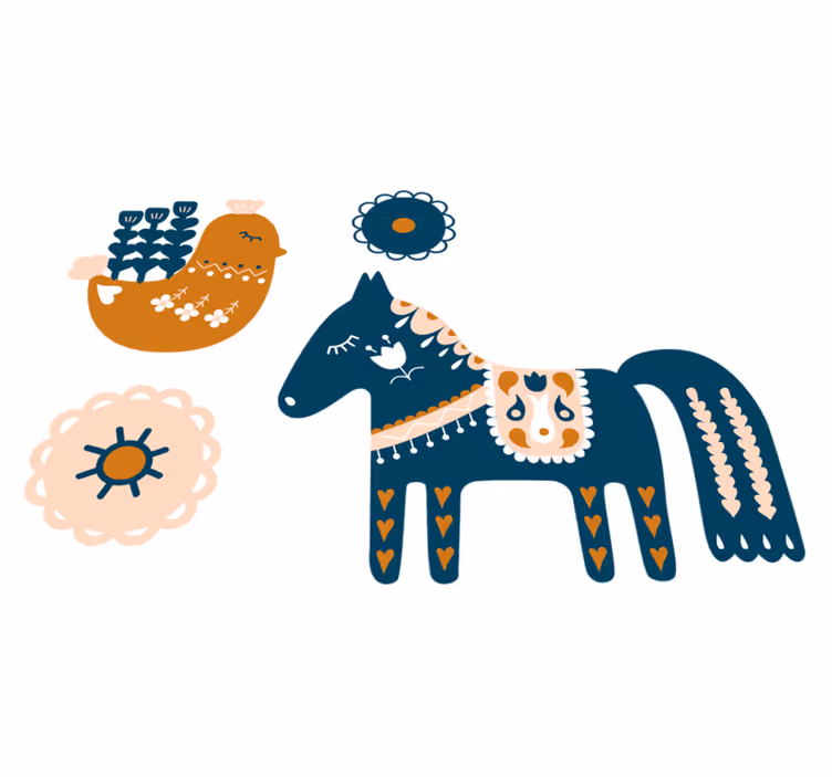 Colorful folk animal animal vinyl rug - TenStickers