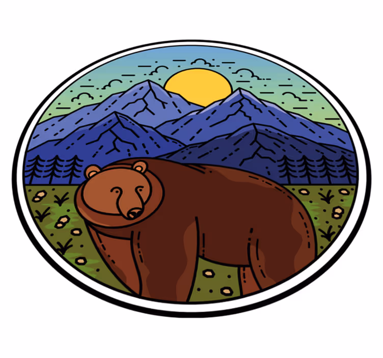Animal vinyl rug bear in the woods - TenStickers