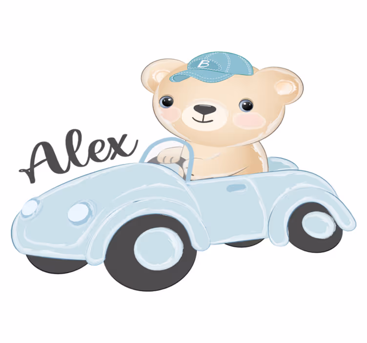 Cute bear driver animal vinyl rug - TenStickers