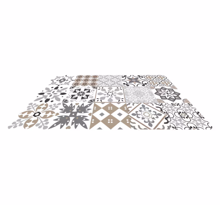 Kitchen vinyl rug geometric tile mosaic design - TenStickers