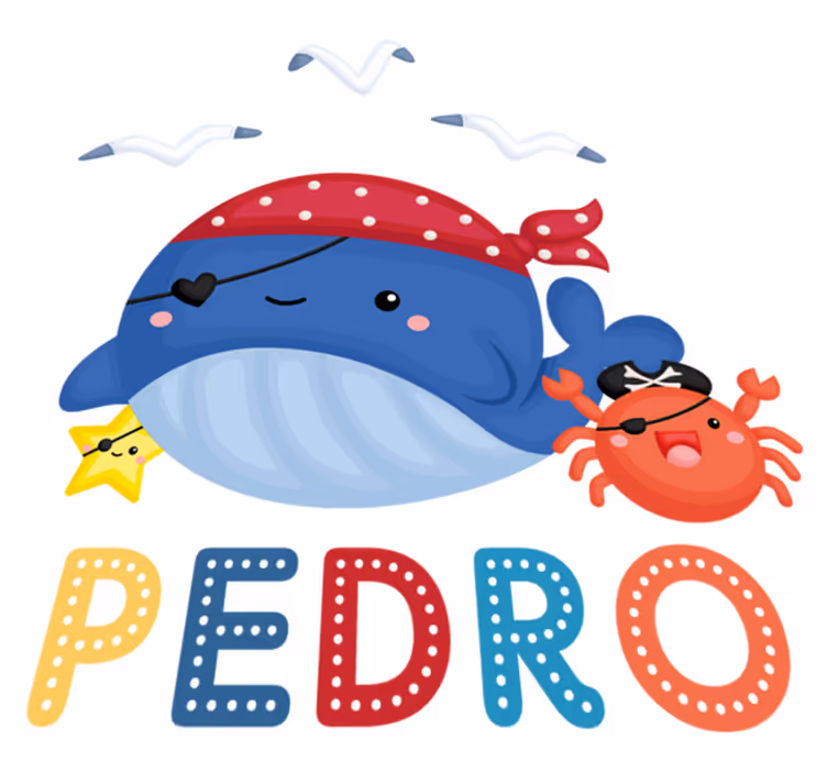 Cute pirate whale animal vinyl rug - TenStickers