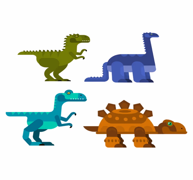 Animal vinyl rug colorful moving dinosaurs - TenStickers