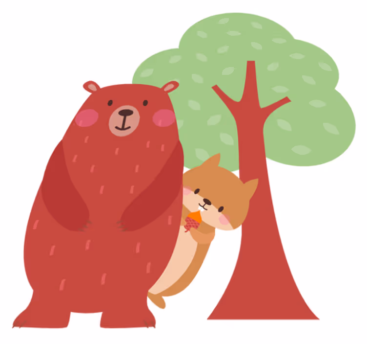 Animal vinyl rug playful bear friend - TenStickers