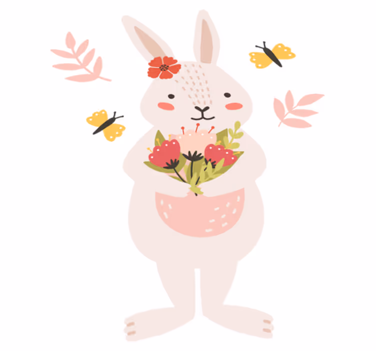 Animal vinyl rug with cute rabbit design - TenStickers