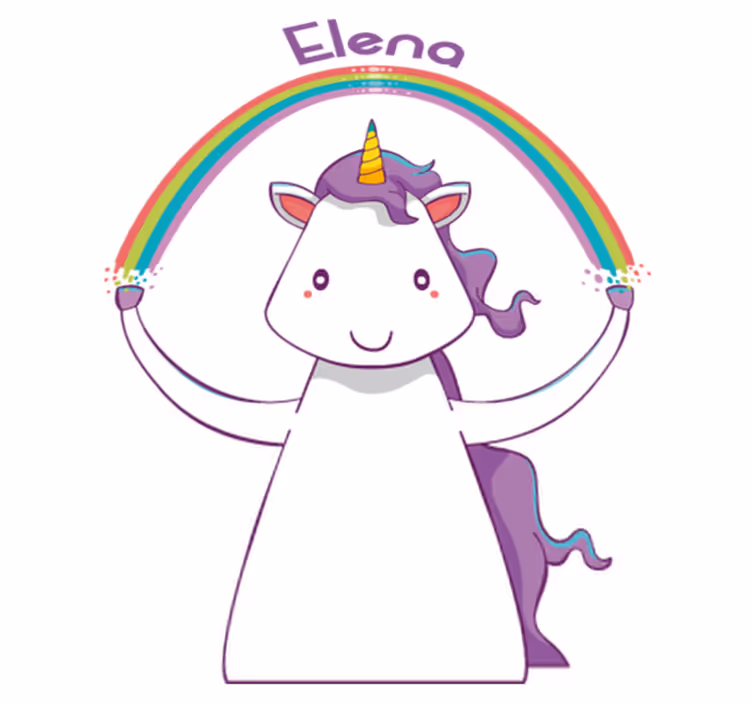 Animal vinyl rug unicorn and rainbow with name - TenStickers