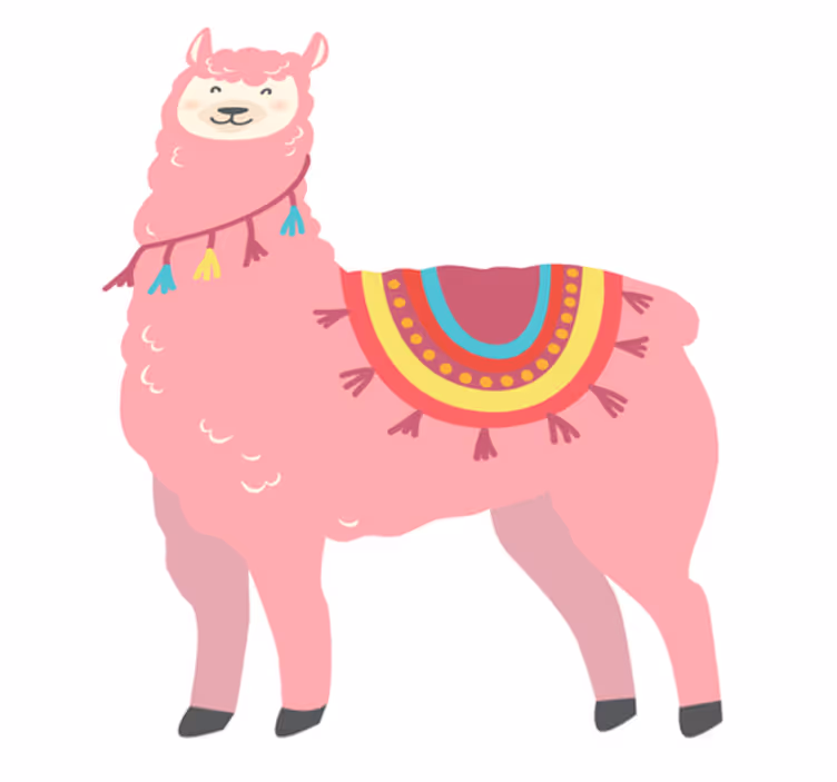 Animal vinyl rug pink llama - TenStickers