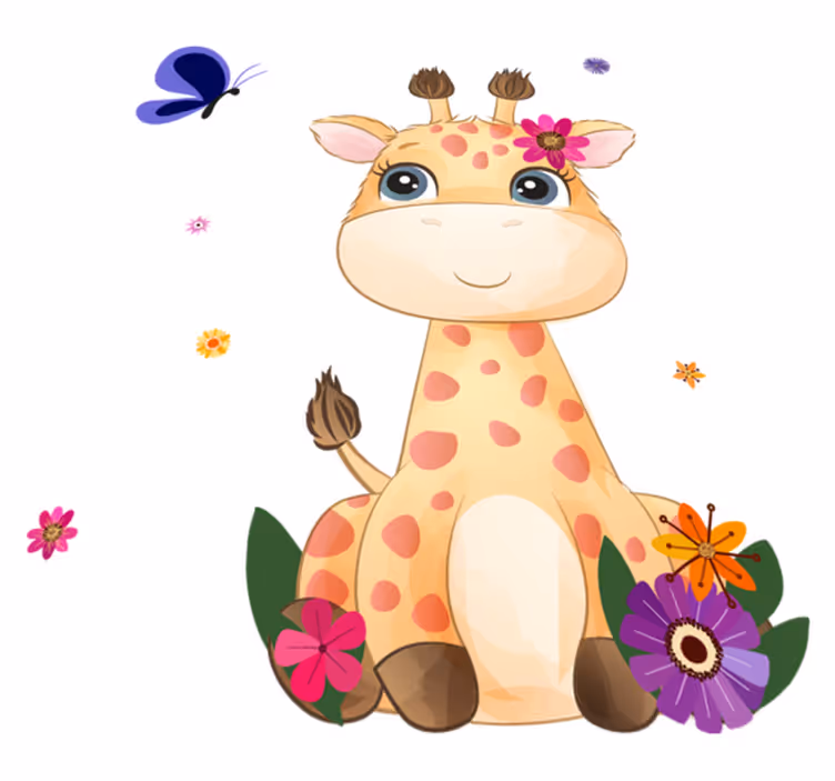 Animal vinyl rug wild africa kids giraffe girl - TenStickers