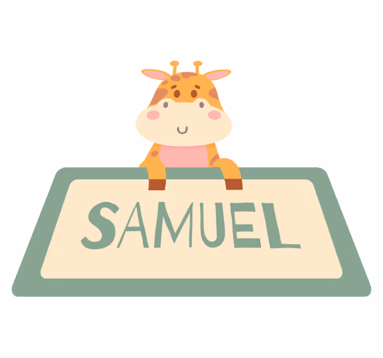 Giraffe label with name animal vinyl rug - TenStickers