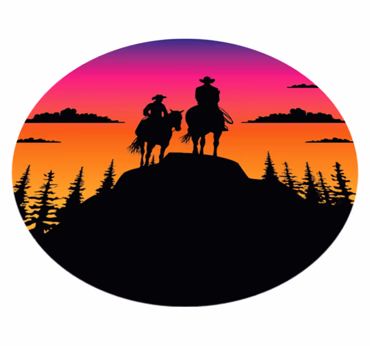 Mountains wild west and horses animal vinyl rug - TenStickers