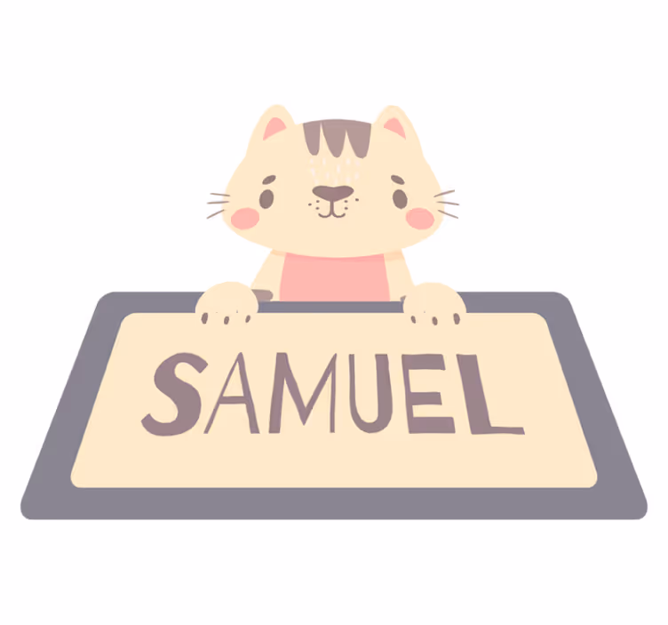 Animal vinyl rug personalized cat name label - TenStickers